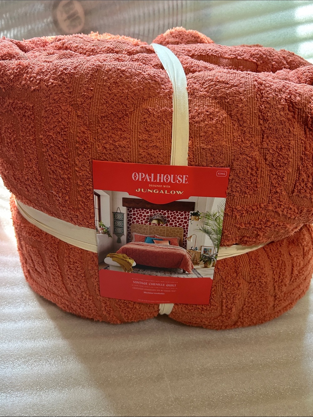 Opalhouse Jungalow King Vintage Coral Textured Chenille Quilt